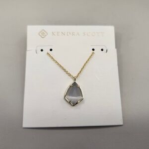 NWT Kendra Scott Gold-Tone Cory Pendant In Slate Cat's Eye